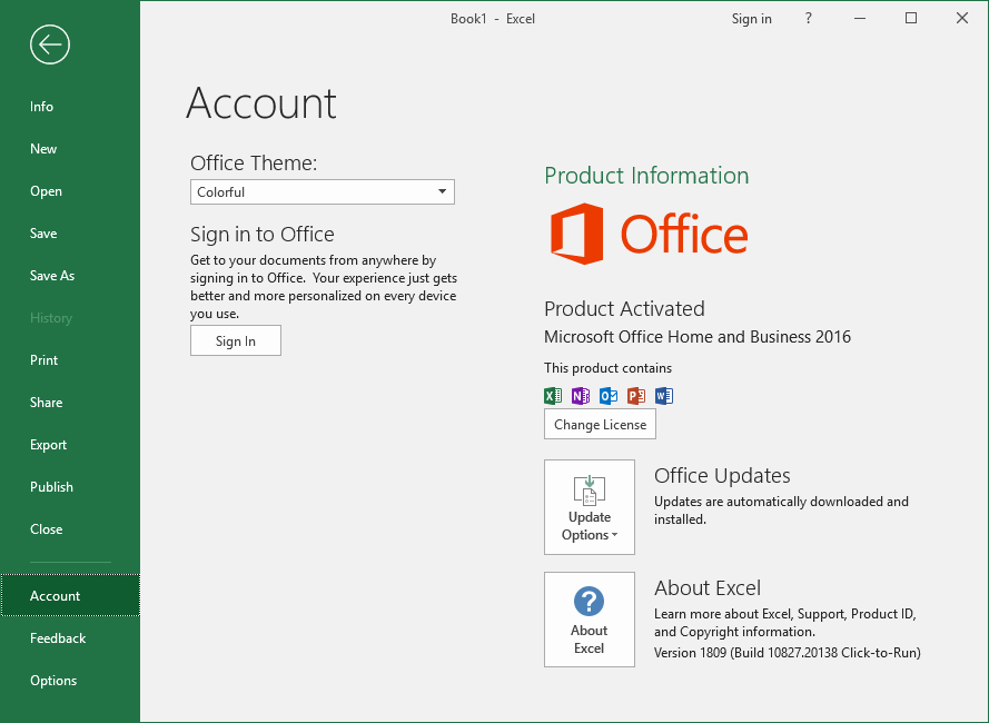 microsoft office 2019 build number